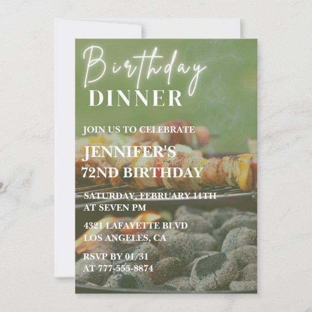 Invitation Dîner Jardin Barbecue 72e anniversaire (Devant)