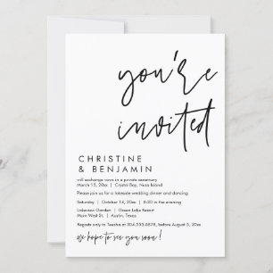 Invitation Dîner mariage Elopement, Script Décontracté modern