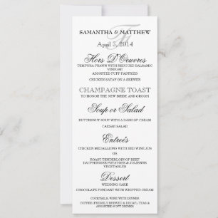 Invitation Dîner mariage répétition menu minimaliste