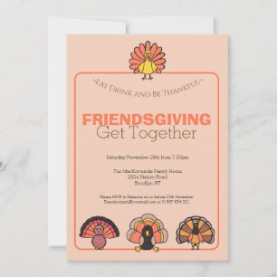 Invitation Dîner moderne de Friendsgiving Fête de Thanksgivin
