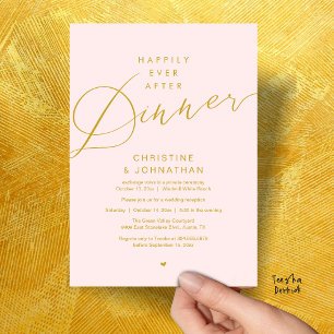 Invitation Dîner Moderne Romantique de Mariage et de Bonheur 