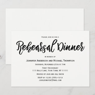 Invitation Dîner noir et blanc simple de répétition