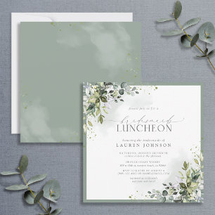 Invitation Dîner nuptial bleu Dusty Eucalyptus Floral