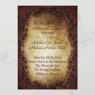 Invitation dîner occidental rustique de répétition de mariage