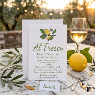 Invitation Dîner Party d'Été Méditerranéen au Citron Al Fresc