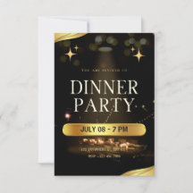 Invitation Dîner Party - Elegant Gold Design