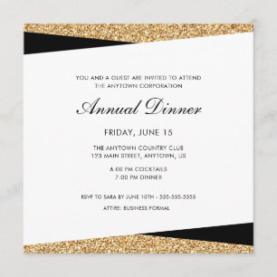 Invitation Dîner professionnel Black & Gold Parties scintilla