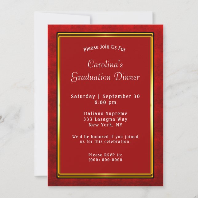 Invitation Dîner Red Gold Frame (Devant)