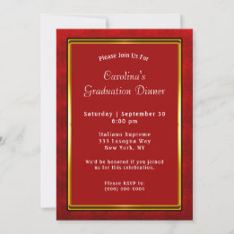 Invitation Dîner Red Gold Frame