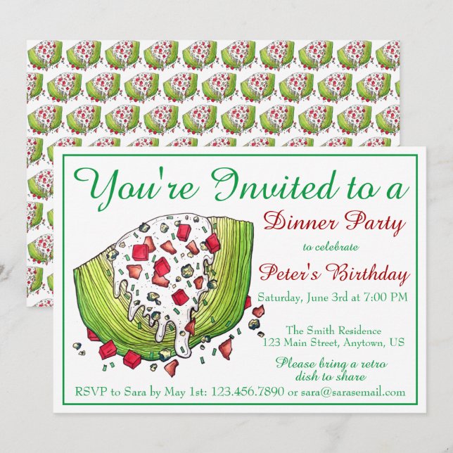 Invitation Dîner Rétro Iceberg Laitue Salade de coin (Devant / Derrière)