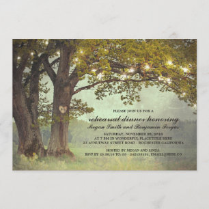 Invitation Dîner romantique de répétition de chêne rustique