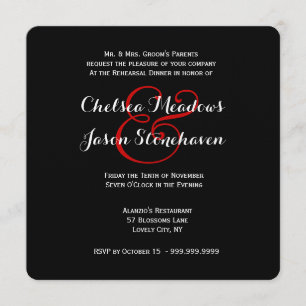 Invitation Dîner ROUGE 7 de répétition de dentelle de damassé