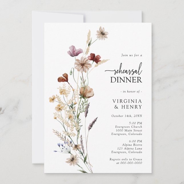 Invitation Dîner Rustique De Répétition Boho (Devant)