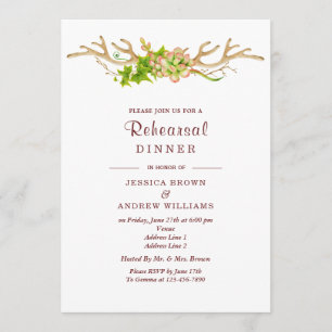 Invitation Dîner rustique de répétition d'andouillers et de