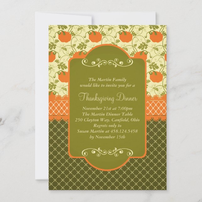 Invitation Dîner rustique élégant de thanksgiving de (Devant)