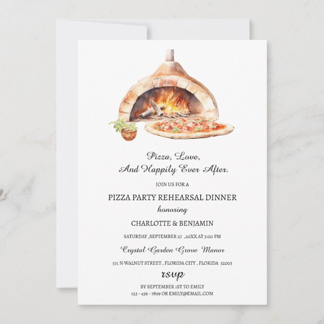 Invitation Dîner Rustique Italien de Pizza Party (Devant)