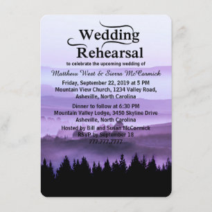 Invitation Dîner rustique pourpre de répétition de mariage de