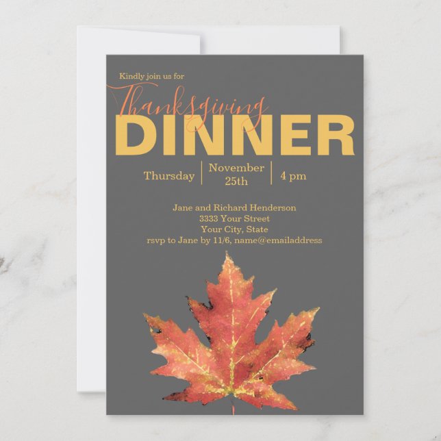 Invitation Dîner Rustique Thanksgiving (Devant)