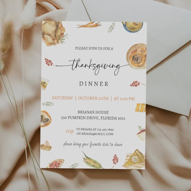 Invitation Dîner Rustique Thanksgiving (Créateur téléchargé)