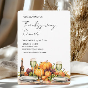 Invitation Dîner Rustique Thanksgiving   Récolte d'automne
