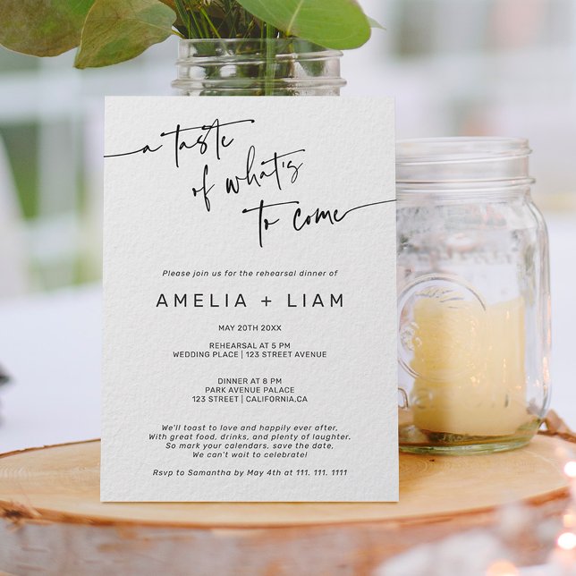Invitation Dîner simple et moderne de répétition mariage noir (Créateur téléchargé)