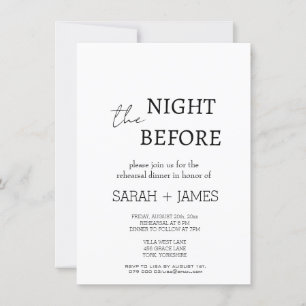 Invitation Dîner simple minimaliste de répétition blanche