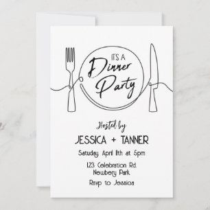 Invitation Dîner, Soirée Minimaliste, Dîner D'Anniversaire,