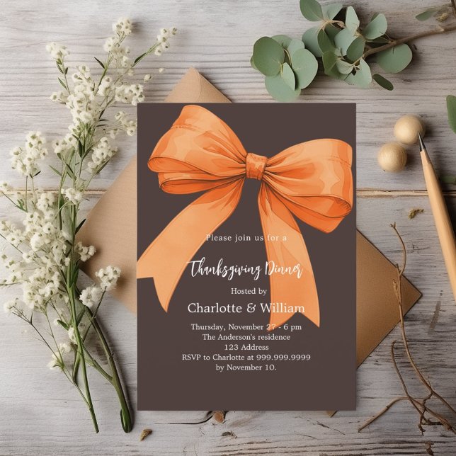 Invitation Dîner Thankgiving orange arc-brun (Créateur téléchargé)