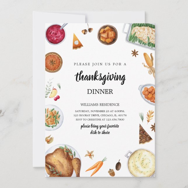Invitation Dîner Thanksgiving (Devant)