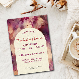 Invitation Dîner Thanksgiving Aquarelle Flores sur mesure