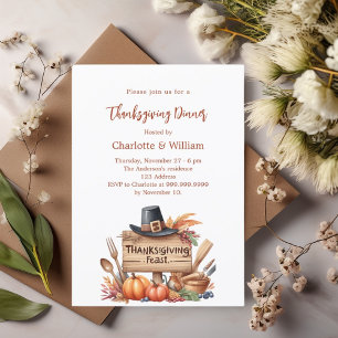 Invitation Dîner Thanksgiving Ferme citrouille