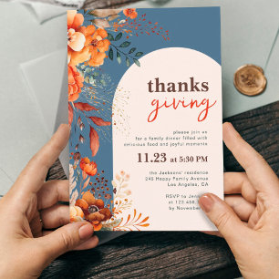 Invitation Dîner Thanksgiving floral