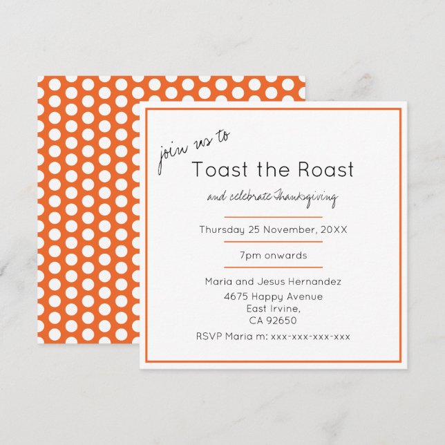Invitation Dîner Thanksgiving moderne rôti (Devant / Derrière)