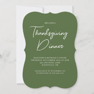 Invitation Dîner Thanksgiving moderne Sage Vert Blanc Script