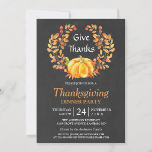 Invitation Dîner Thanksgiving Tableau de bord rustique d'au