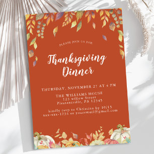 Invitation Dîner Thanksgiving Terracotta
