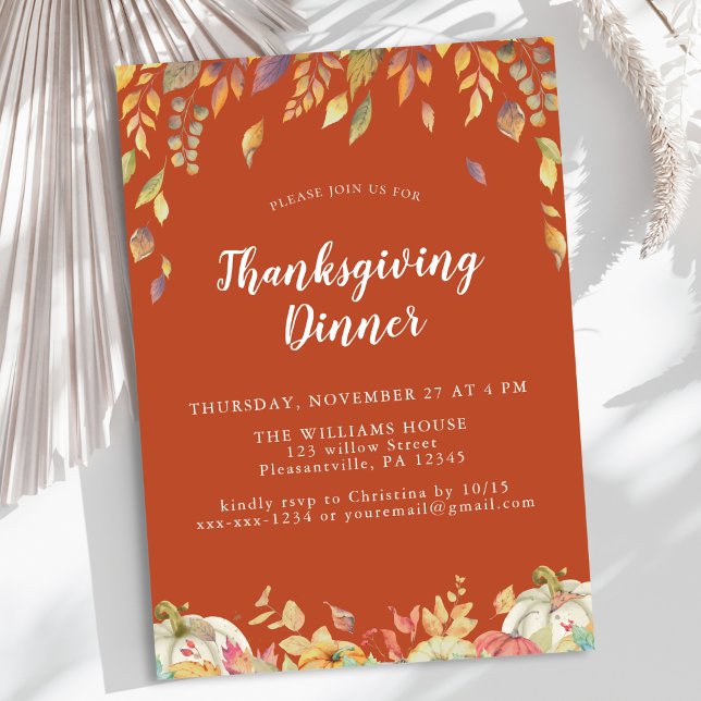 Invitation Dîner Thanksgiving Terracotta (Créateur téléchargé)