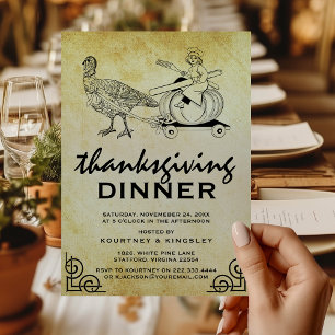 Invitation Dîner vintage Retro Turquie Thankesgiving