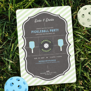 Invitation Dinks et Boissons Vert & Bleu Anniversaire de Pick