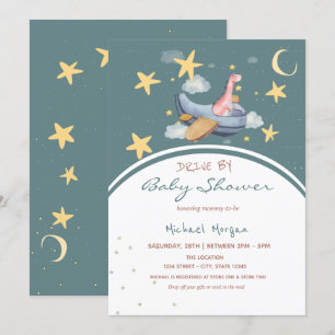 Invitation Dino Avion Stars De L'Espace Conduite Par Baby sho