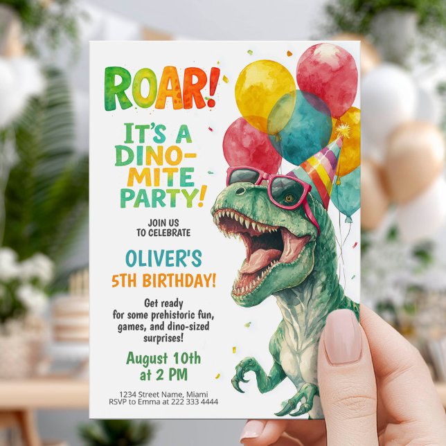 Invitation Dino Birthday Party with Balloons (Créateur téléchargé)
