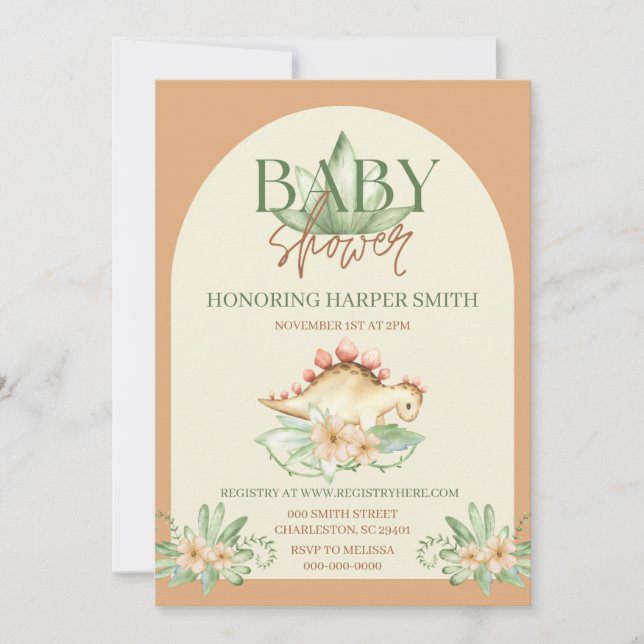 Invitation Dino Genre Neutre Baby shower (Devant)