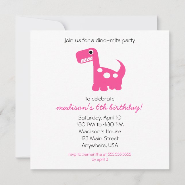 Invitation Dino-mite (Devant)