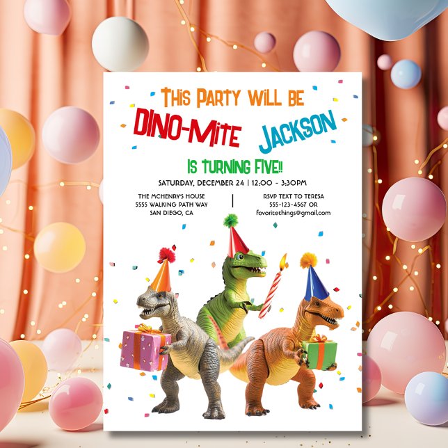 Invitation Dino Mite Dinosaur fête d'anniversaire de jouets (Créateur téléchargé)