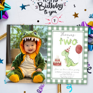 Invitation Dino Party   Cute Dinosaur Anniversaire Two-Rex