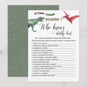 Invitation Dino Party estompe chomp roar jeux qui connaît pap
