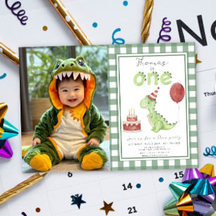 Invitation Dino Party   Premier anniversaire de dinosaure mig