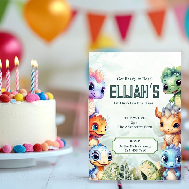 Invitation Dino Roar 1er anniversaire Bash (Créateur téléchargé)