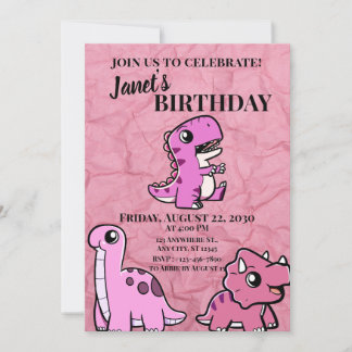 Invitation Dino Rose