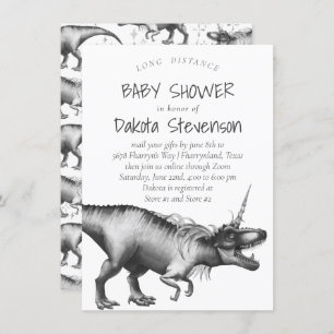 Invitation Dinocorn Silver   Baby shower interurbain mignon